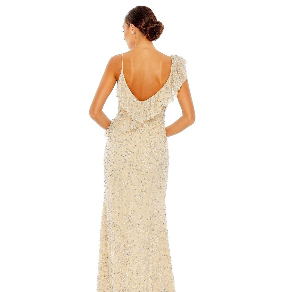 EMBELLISHED RUFFLED FAUX WRAP SLEEVELESS GOWN Size 8 - Picture 2 of 8